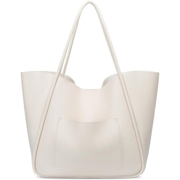 Tote Bag Vegan Leather Large Capacity Cream - Picture 7 of 7